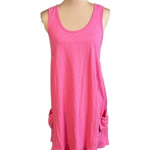 Athleta Womens Broadwalk Beach Tunic Dress Pink Mini Dress with Scoop Neckline L